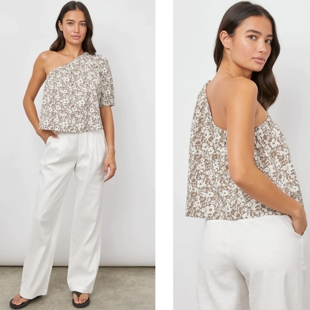Rails Jayla One Shoulder Top Brown And White In C… - image 1